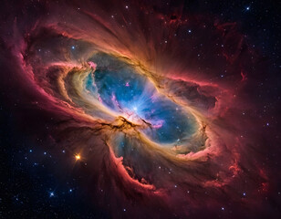 Obraz premium Glowing neon gradient background with dynamic abstract shapes.