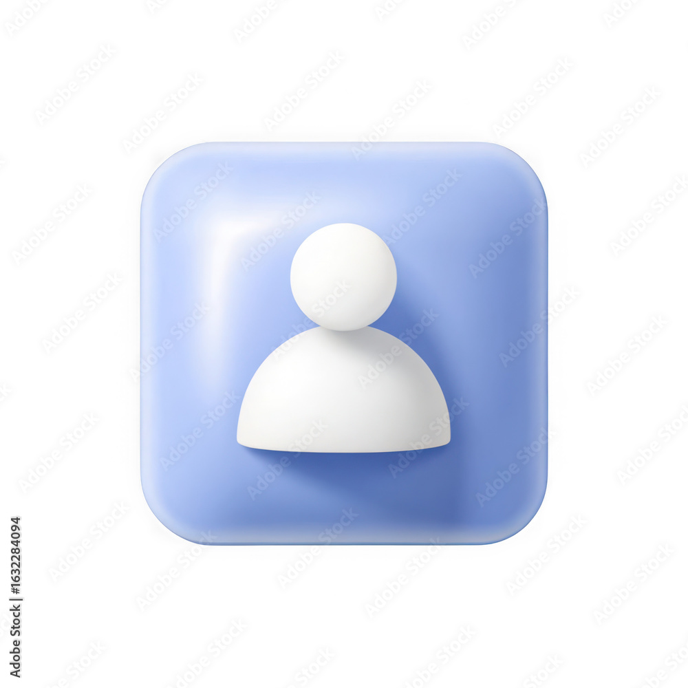 Poster stylized 3d icon representing a generic user profile or person silhouette isolated on transparent ba
