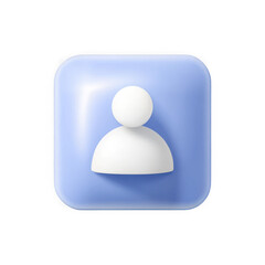 Stylized 3d icon representing a generic user profile or person silhouette isolated on transparent background