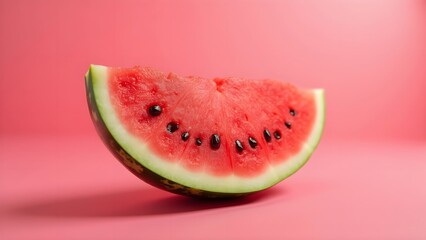 Photorealistic Sliced Watermelon on Pink Background, Centered and Sharp
