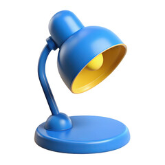 3d rendered blue desk lamp with warm illumination isolated on transparent background