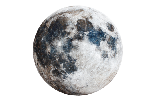 Full moon, detailed surface, muted colors