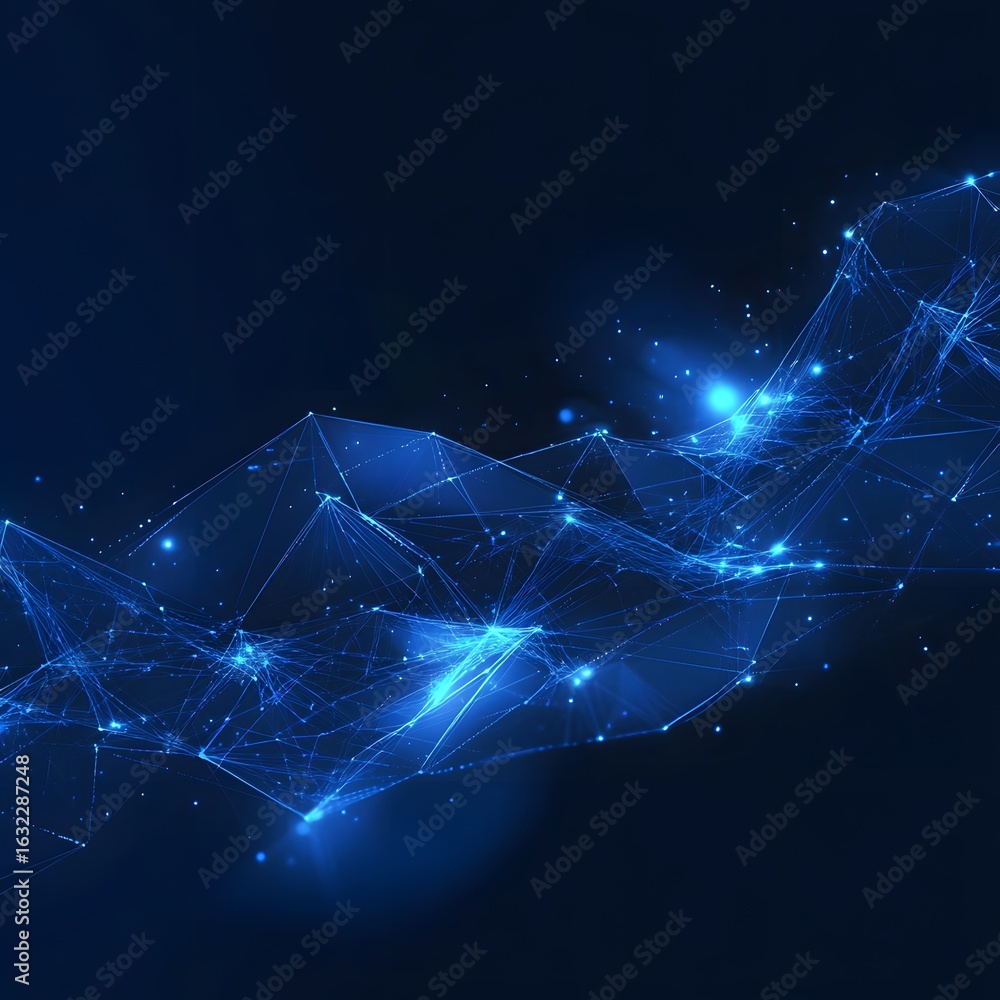Aufkleber abstract futuristic technology with polygonal glowing mesh representing digital ai-driven networks