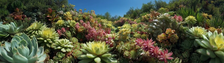 Vibrant succulent garden nature hdr panorama