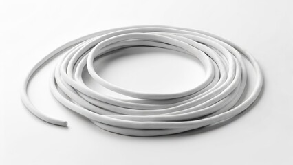 Fototapeta premium Rolled white cord on white background
