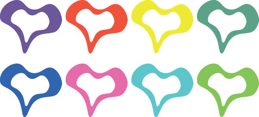 Vibrant Vector Illustration of a Colorful Brush-Painted Heart Stamp Frame Banner — A Whimsical Valentine's Day Concept Full of Love and Artistic Flair