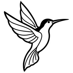 Obraz premium Elegant hummingbird in flight, a minimalist bird vector line art illustration.