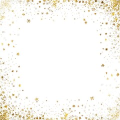 Gold and white confetti border on a white background