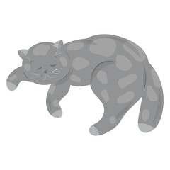 Lazy Cat, Sleepy Feline Drawing, Striped Cat, Cozy Animal, Chill Cat Pose, Soft Illustration