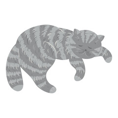 Striped Tabby Cat Lying Down, Gentle Cat Companion Illustration, Playful Pet, Sleepy Kitty