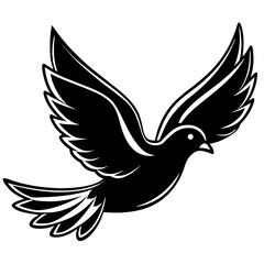 Fototapeta premium Monochrome vector illustration of a flying dove or pigeon bird