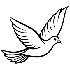 Obraz premium Elegant flying dove bird vector illustration in a simple line art style.