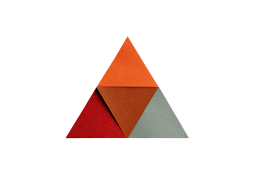 Geometric design, three colored triangles.  Abstract shape - Powered by Adobe