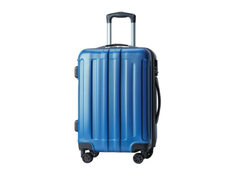 Blue suitcase travel luggage isolated on transparent background png