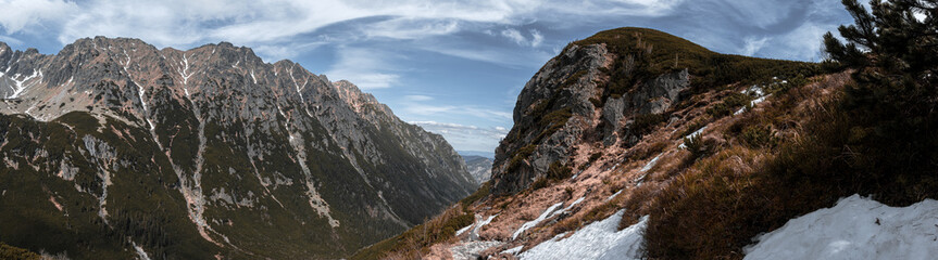 Panoramic View Over Roztoka Valley in the Tatra Mountains