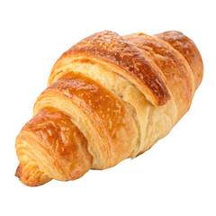 Golden brown flaky croissant pastry isolated on transparent background