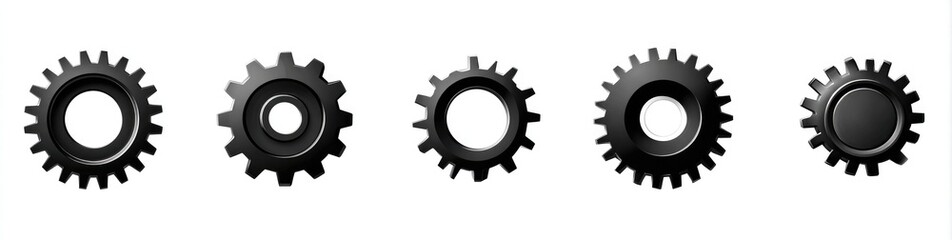 Four black gears on white background
