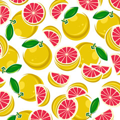 Grapefruit background, pattern set. Collection icons grapefruit. Vector