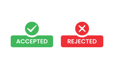 Colorful Accept Reject Buttons with Green Check and Red Cross Icons
