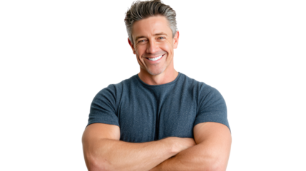 Confident Smile: Portrait of a smiling, mature man, radiating self-assuredness and positive energy. A look of relaxed confidence.