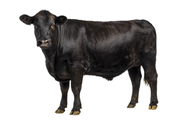 Black cow isolated on black background