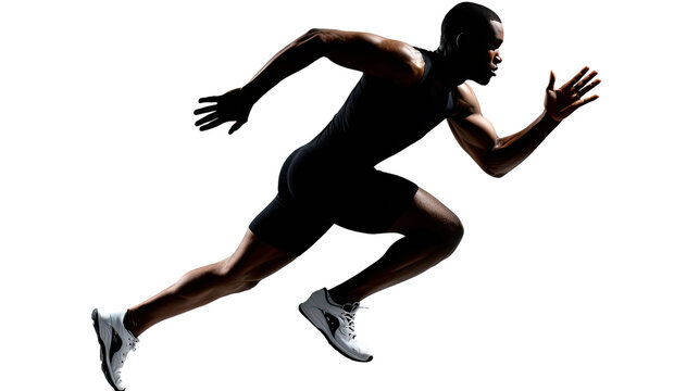 Silhouette of Speed: Capturing the dynamism of an athlete mid-sprint, showcasing power and speed. This image evokes the essence of human potential, motion, and unwavering resolve.