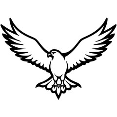 Obraz premium Powerful falcon bird vector with spread wings, a graphic emblem design