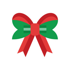 Christmas Decorative Bow with Ribbon – Festive Holiday Design Element on White Background