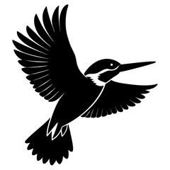 Elegant flying kingfisher bird vector silhouette illustration