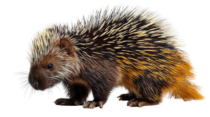 Porcupine Portrait: A captivating close-up showcases a porcupine's distinctive quill defense, showcasing its unique texture and captivating gaze.