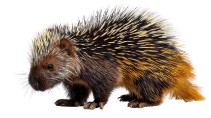 Porcupine Portrait: A captivating close-up showcases a porcupine's distinctive quill defense, showcasing its unique texture and captivating gaze.