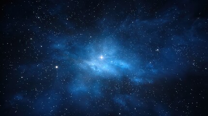 Naklejka premium A beautiful starry sky with a blue nebula in the center