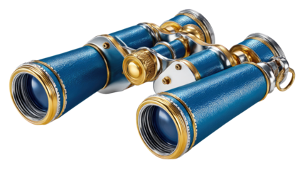 Vintage Binoculars: A close-up shot of a classic pair of binoculars, boasting a sleek blue design. A timeless tool for exploration and observation, perfect for adventures.