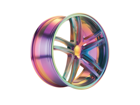 A colorful car wheel isolated on transparent background png