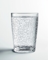 Clear Glass of Sparkling Water With Many Visible Bubbles in Bright Studio