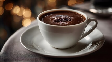 Fototapeta premium Dark chocolate drink in an elegant ceramic cup