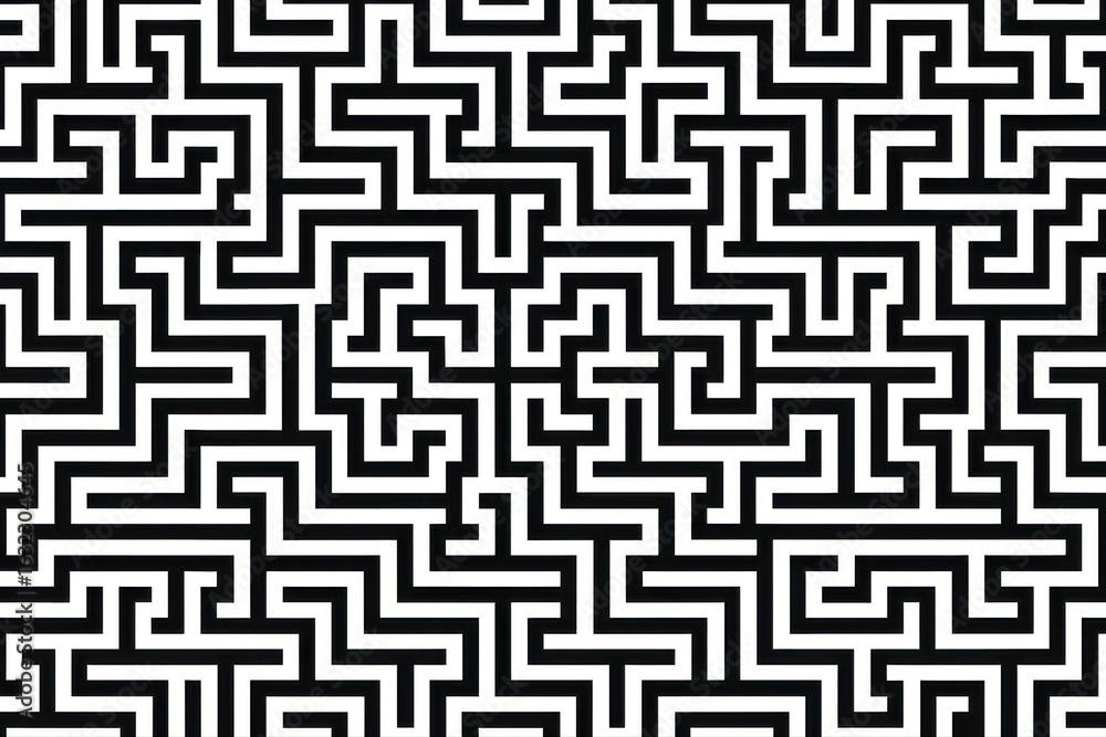 Poster complex black and white maze pattern filling the entire frame view