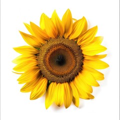 Fototapeta premium Close-up of a bright yellow sunflower against a white background
