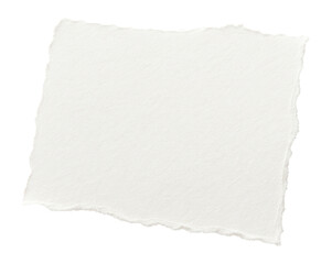Obraz premium Torn piece of white paper with irregular edges on transparent background.