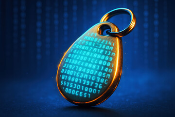 A Futuristic Keychain with a Glowing QR Code Design Highlighting Digital Encryption and Cybersecurity Concepts