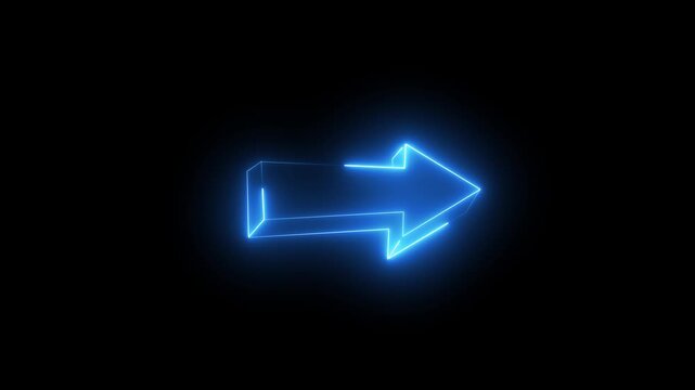 3D Arrow Loop Animation direction elements, arrow with drawing effect, Isolated on white screen background. rendering glowing up arrow abstract