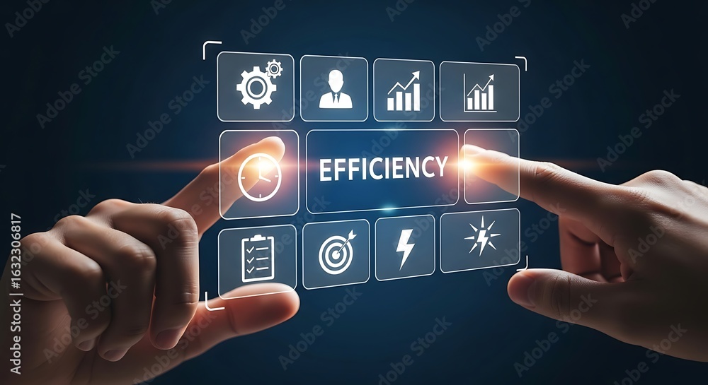 Poster enhancing business operations and achieving optimal productivity through strategic efficiency implem