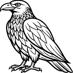 Monochrome vector of a powerful raven bird, a black and white illustration ideal for a striking logo.