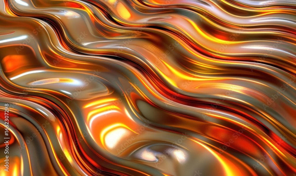 Aufkleber abstract liquid metallic surface texture with dynamic flowing waves