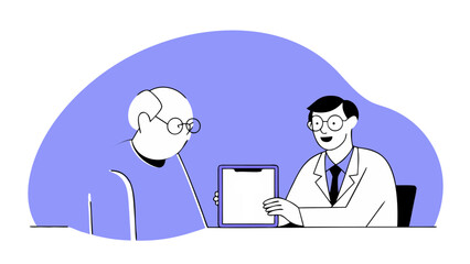 Friendly Doctor and Senior Patient Consultation Illustration