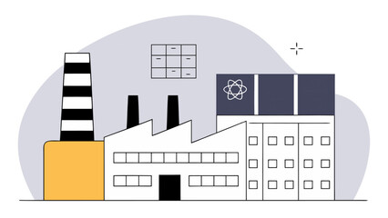 Modern Industrial Factory Illustration, Vector Graphic Design
