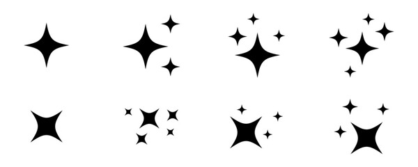 Minimalist sparkle star icon set vector.