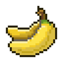 Obraz premium Pixel Art Banana Bunch. A pixel art illustration of a bunch of ripe yellow bananas.
