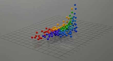 Modern Three Dimensional Scatter Plot with Axis Lines and Data Points
