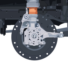 car wheel and brake pads